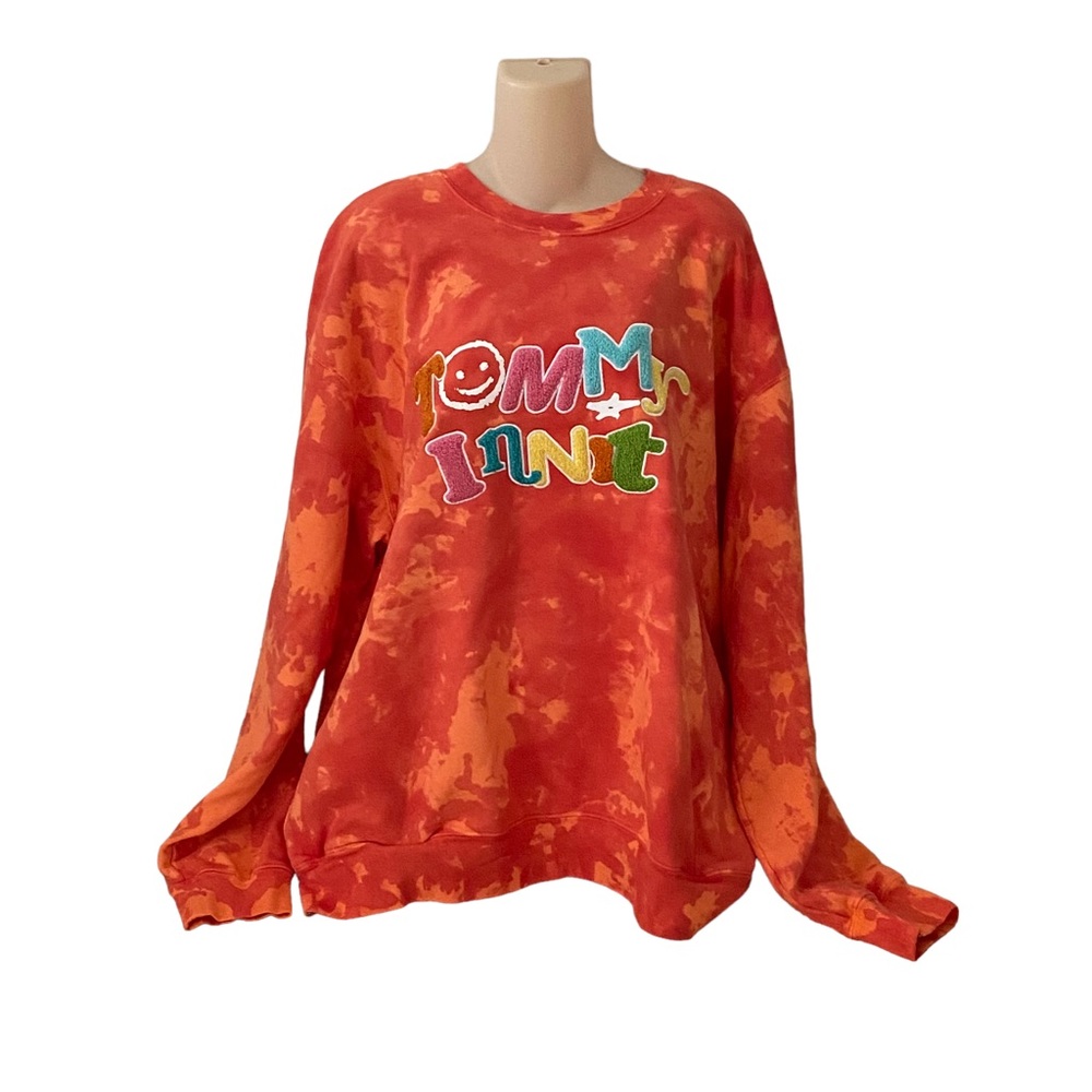 TommyInnit Ltd Ed Crewneck Sweatshirt Gamer Orange Tie Dye unisex XL FLAW - READ